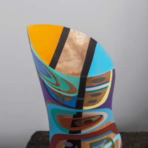 Free to Be Steve Smith – Dla’kwagila Oweekeno Turned maple, paint, granite 22” x 6” x 3” base 13” x 6” $5200