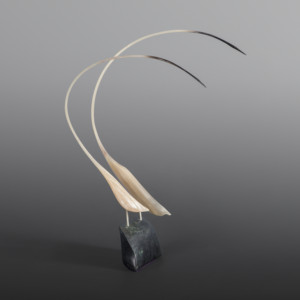 Cranes Intertwined Stanley Ruben Inuit Muskox horn, serpentine 13" x 5" x 4½” $950