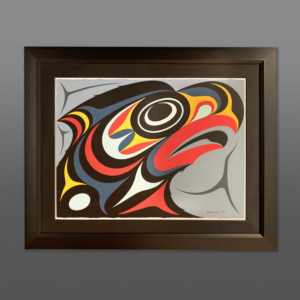 Salish Eagle 
Maynard Johnny Jr
Coast Salish/Kwakwaka'wakw
Acrylic on paper, conservation frame
40½” x 33"
$3600
