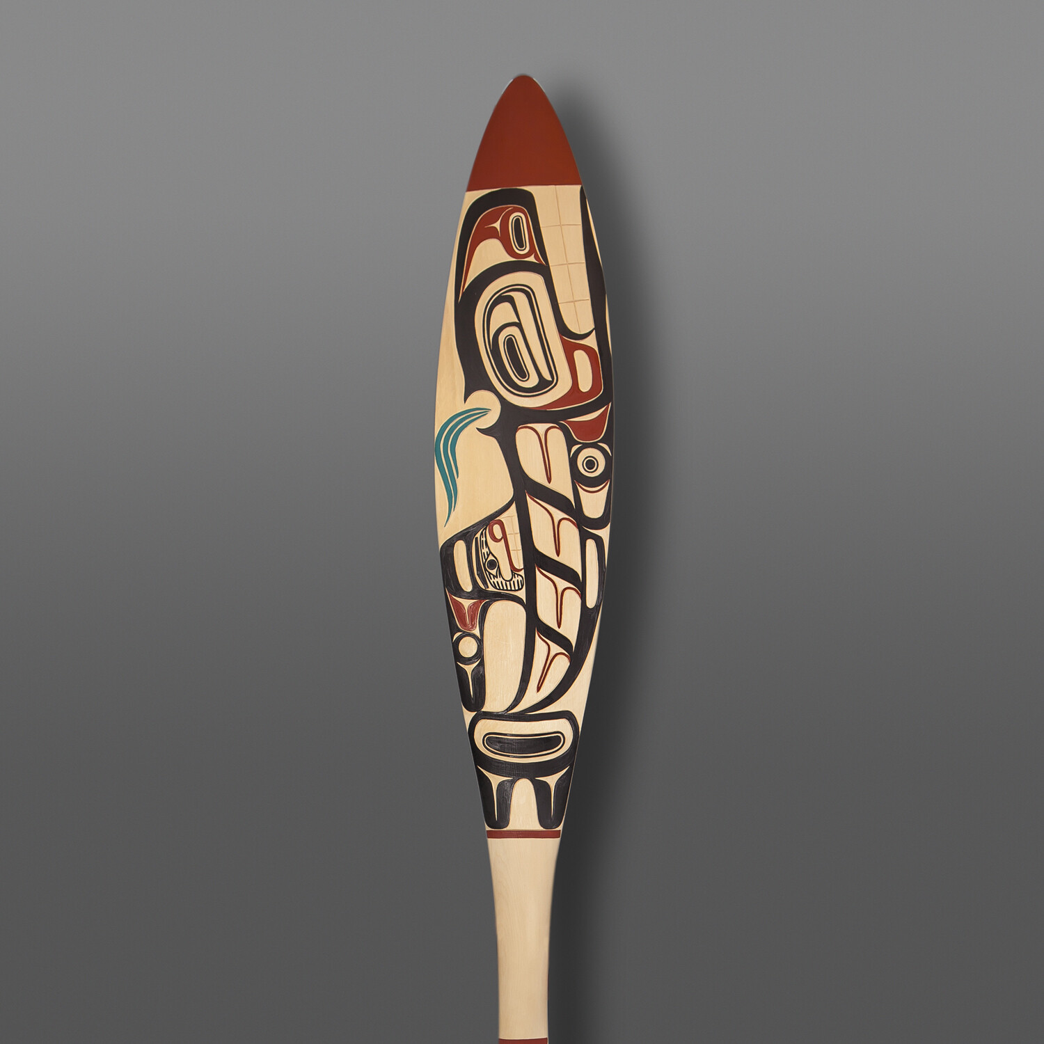 Orca Paddle
David Boxley Sr
Tsimshian
Yellow cedar, paint
60" x 6"
$3900