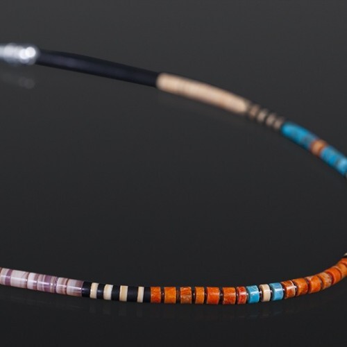 pattern necklace Priscilla Nieto Santo Domingo Pueblo Various stone and shell turquoise southwest jewelry native art shell