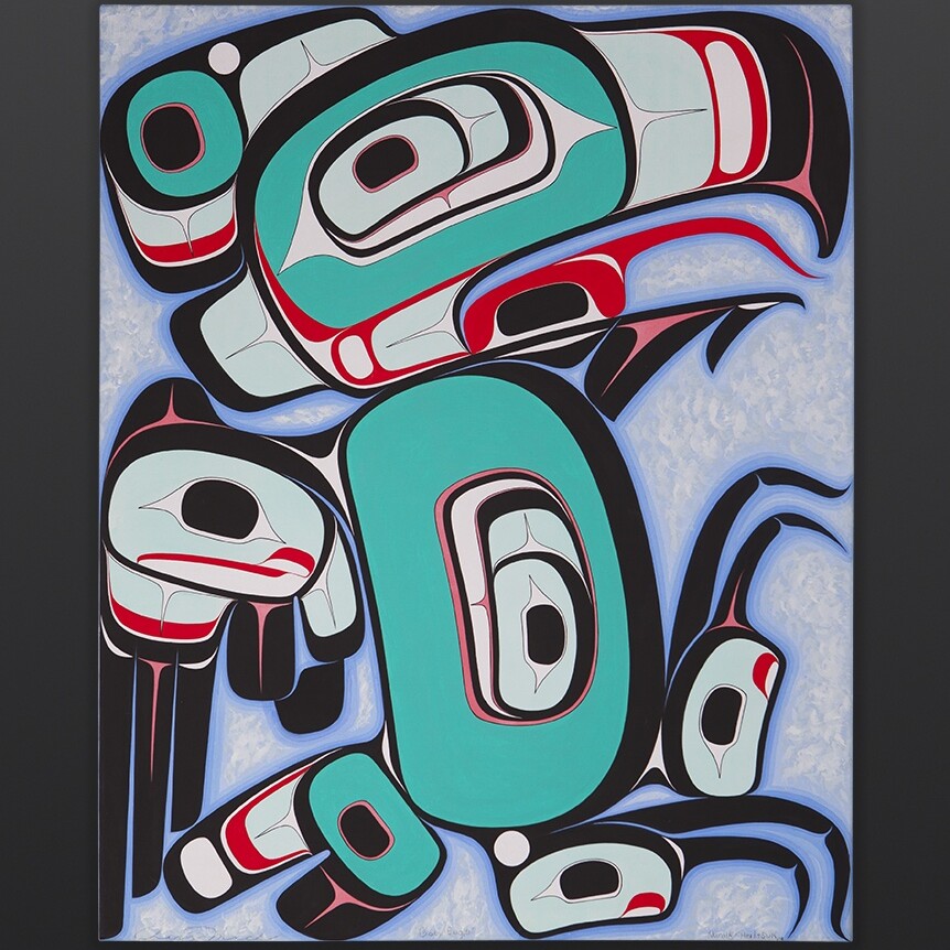 Young Eagle
Chazz Mack
Nuxalk
Acrylic on canvas
Framed 30" x 24"
2200
