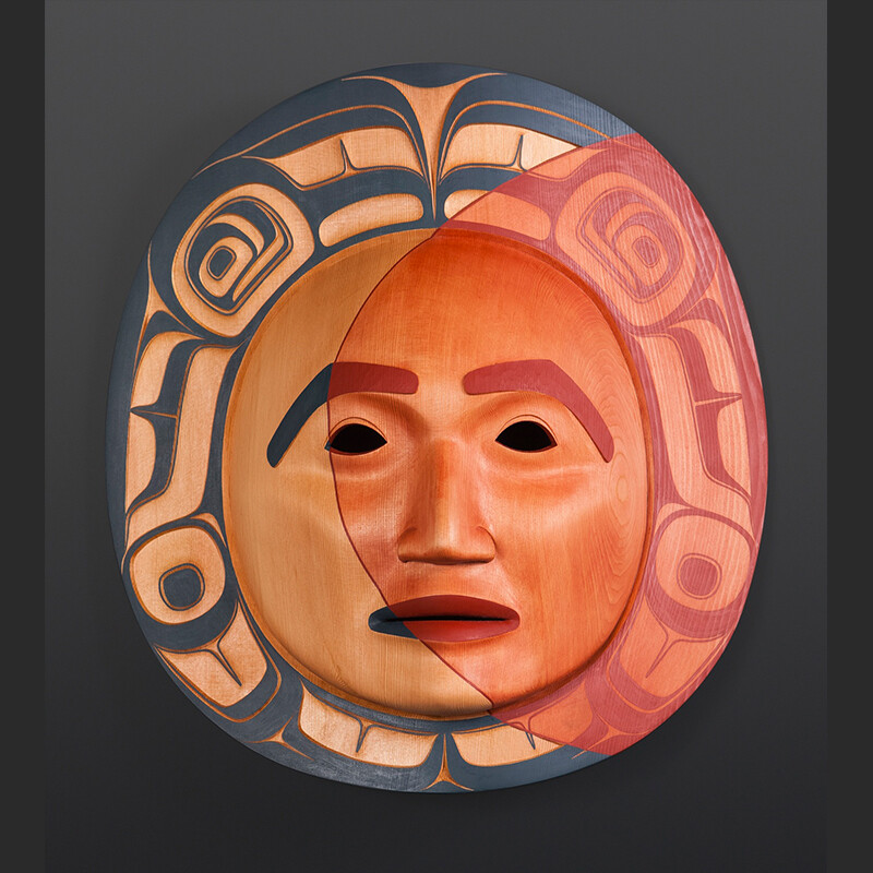 Lunar Eclipse Phil Gray Tsimshian Red cedar, paint 15” x 17” x 6”