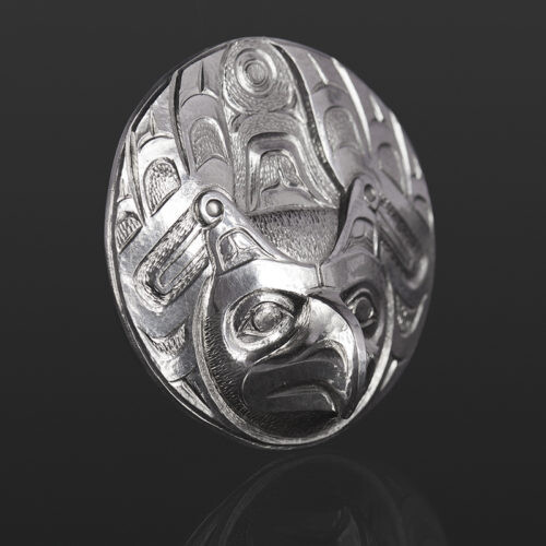 Thunderbird pendant Gus Cook Kwakwaka'wakw silver Repoussé jewelry pendant native art northwest coast eagle 1 1/2 x 1 1/2 1100