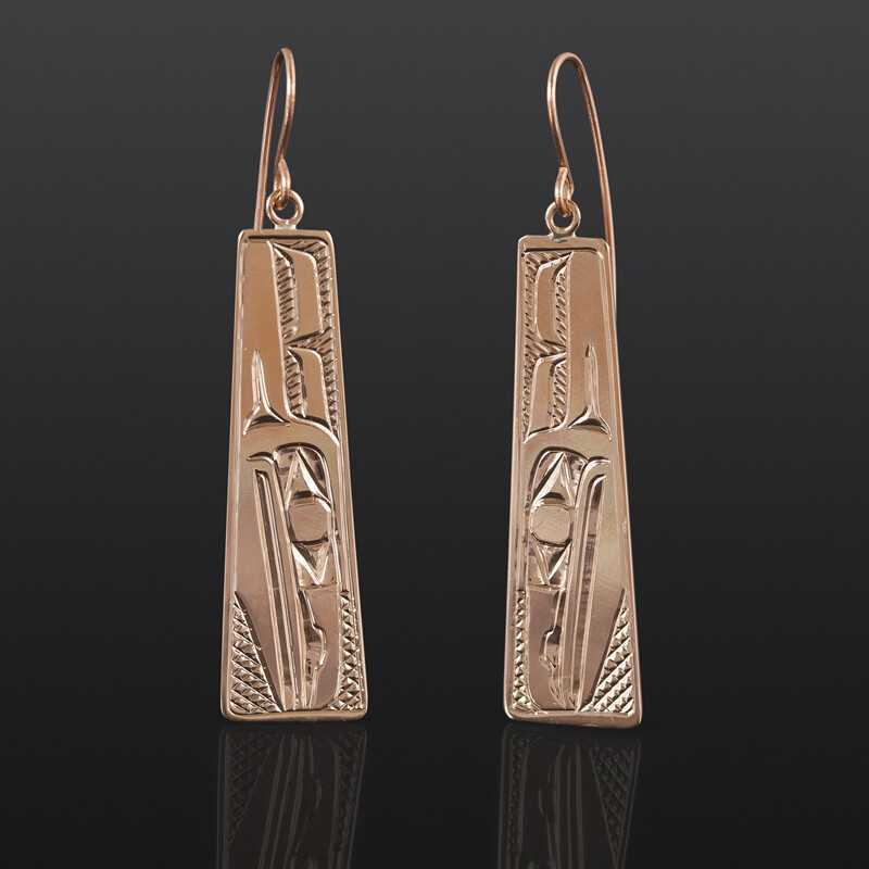 Raven Teardrop Earrings Bill Bedard Haida 14k gold $995